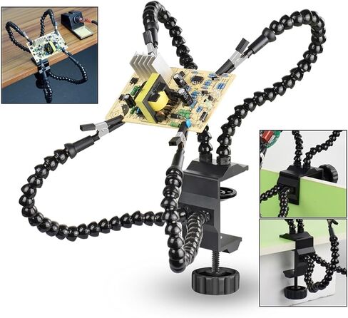 LEAHY The Third Hand Soldering Third Hand Tool with USB 3X LED Illuminated Magnifier PCB Repair Fixture Holder Welding Tools Soldering Helping Hands (Color : SN4SB-BK, Size : 3X_55MM) in Kuwait