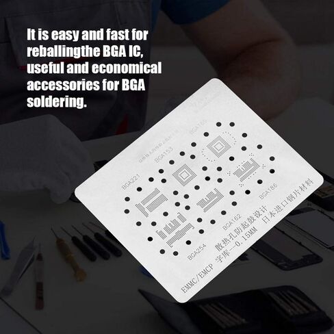 Mxzzand 6 in 1 Universal Net Stencils BGA Stencils For BGA153/162/169/186/221/254/EMMC Soldering Accessories in Kuwait
