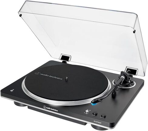Audio-Technica AT-LP70XBT-BS Automatic Wireless Belt-Drive Turntable, Black/Silver Bundle with 2 YR CPS Enhanced Protection Pack, Record Care Solution, Cleaning Kit, Stroboscope and Record Stabilizer in Saudi Arabia