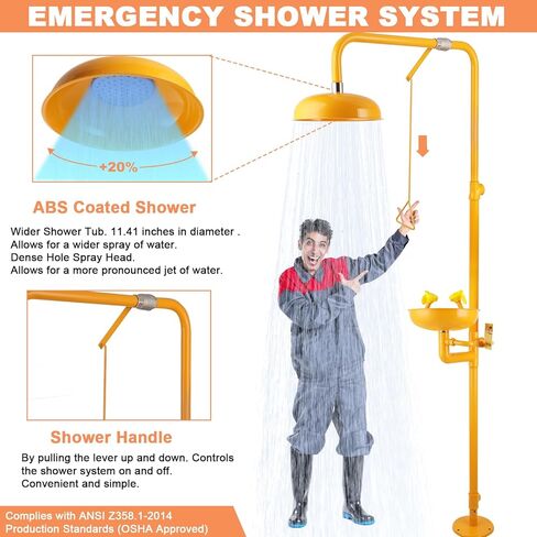 Eyewash Shower Station OSHA-Approved - Emergency Safety Eye Wash and Shower Combination Kit First Aid Eyewash Station in Kuwait