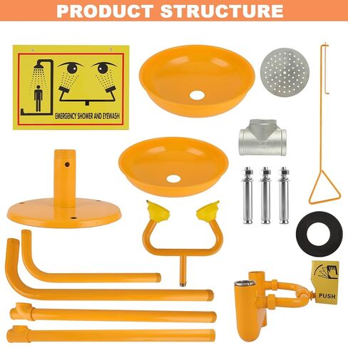 Eyewash Shower Station OSHA-Approved - Emergency Safety Eye Wash and Shower Combination Kit First Aid Eyewash Station in Kuwait