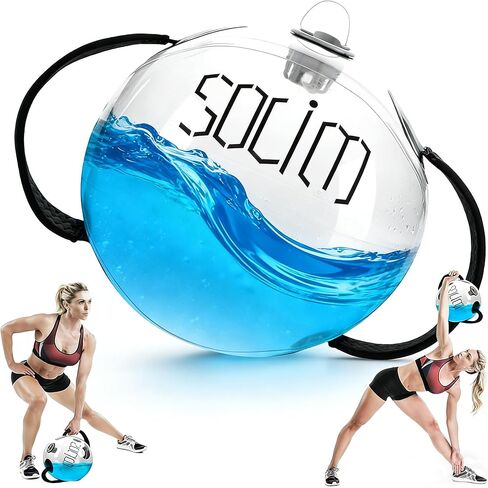 Solim Water Weights Aqua Bag على شكل كرة، بديل لحقيبة الرمل لتدريب القوة، معدات اللياقة البدنية المحمولة والثبات، مدرب أساسي وتوازن لصالة الألعاب الرياضية المنزلية in Kuwait