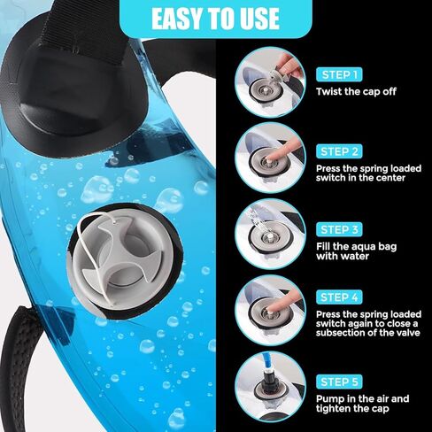 Solim Water Weights Aqua Bag على شكل كرة، بديل لحقيبة الرمل لتدريب القوة، معدات اللياقة البدنية المحمولة والثبات، مدرب أساسي وتوازن لصالة الألعاب الرياضية المنزلية in Kuwait