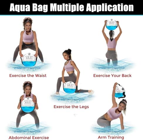 Solim Water Weights Aqua Bag على شكل كرة، بديل لحقيبة الرمل لتدريب القوة، معدات اللياقة البدنية المحمولة والثبات، مدرب أساسي وتوازن لصالة الألعاب الرياضية المنزلية in Kuwait