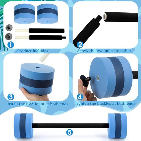 Soulchen Set of 3 Long Aquatic Exercise Dumbbells Assorted Sizes Foam Water Weights Dumbbell Aquatic Pool Barbells with High Density EVA Foam for Swim Water Aerobics Workouts Loss(25.2-33.07 Inch) in Saudi Arabia