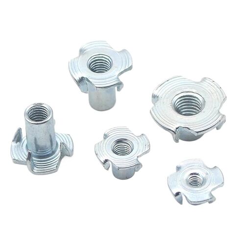 10pcs Thickened Steel Four Claws Square Nut Hanger Bolt M4 M5 M6 M8 M10M12 Blind Pronged Insert for Wood Furniture Height 8-17mm(M6x14mm) in Kuwait