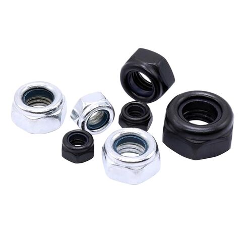 2/50pcs M2 M2.5 M3 M4 to M16 DIN985 304/316 Stainless Black Carbon Steel Hex Nylon Insert Lock Nut Self-Locking Nylock Locknut(Black Carbon Steel,30pcs M6) in Saudi Arabia