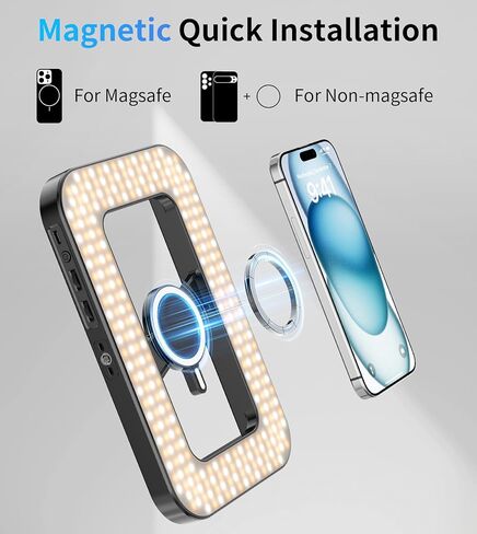 TONEOF 80 LED Portable Selfie Light,Rechargeable Phone Light with Clip,3 Light Modes 2000mAh Video Fill Light,Lighting for Video Recording, Makeup,Live Streaming,Vlog,Tablet/Laptop/Webcam White in Kuwait