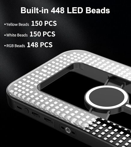 TONEOF 80 LED Portable Selfie Light,Rechargeable Phone Light with Clip,3 Light Modes 2000mAh Video Fill Light,Lighting for Video Recording, Makeup,Live Streaming,Vlog,Tablet/Laptop/Webcam White in Kuwait