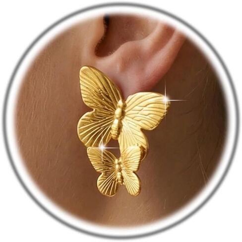 Boho Vivid Butterfly Dangle Earrings for Women,Dainty Long Gold Butterfly Dangle Drop Earrings Wedding Party Jewelry Gifts in Kuwait