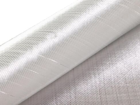 قماش من الألياف الزجاجية، 50 بوصة 125 قدم مربع / +45 درجة/-45 درجة نسيج من الألياف الزجاجية ثنائي المحور للإيبوكسي والبوليستر وراتنج إستر الفينيل والسيارات والقوارب والمركبات الترفيهية وألواح ركوب الأمواج. (10 سنوات) in Kuwait