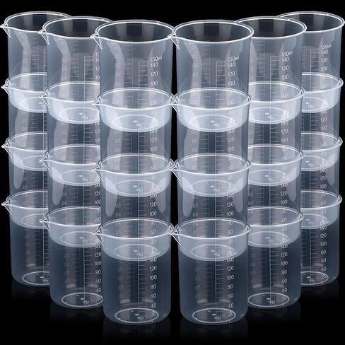 Tatuo 50 Pack 6.8oz/200 ml Plastic Mixing Cups Disposable Measuring Cups V-shaped Cup Rim, Epoxy Bulk Clear Beaker with Graduated for Resin, Laboratory, Liquid, Acrylic Paint Art, Medicine in Saudi Arabia