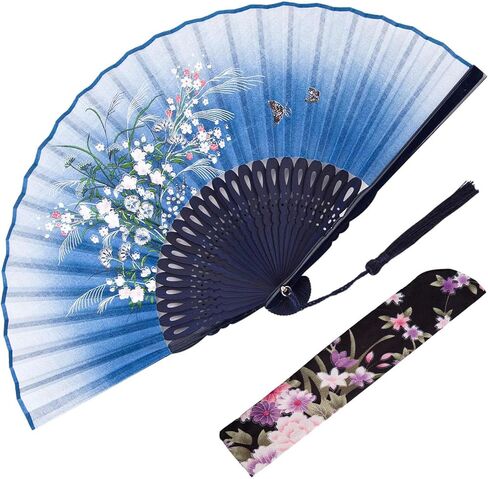 JOHOUSE Folding Fan for Women, Handheld Foldable Fan Vintage Floral Fan Chinese Japanese Style Fan for Dance Music Festival Wedding Party in Kuwait