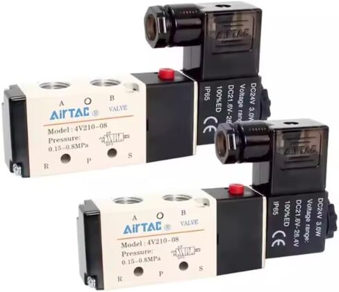 AirTAC 4V110-06 4V210-08 4V310-10 4V410-15 Pneumatic Electric Solenoid Valve Direction Control Solenoid Valve 12V 24V 110V 220V (4V410-15, AC24V) in Kuwait