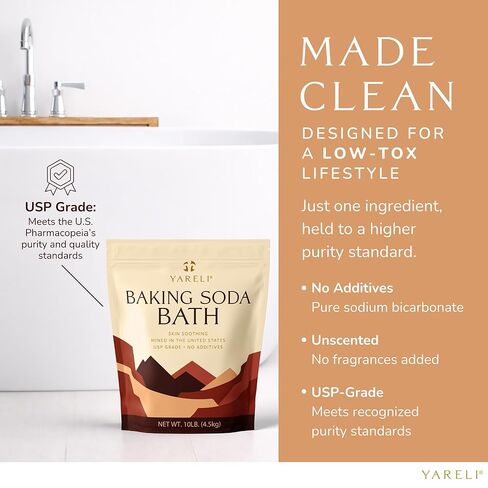 Yareli Baking Soda Bath, 10lb Naturally Mined USP Grade, for Muscle Recovery, Relief of Dry Skin and DIY Bath Bombs in Kuwait