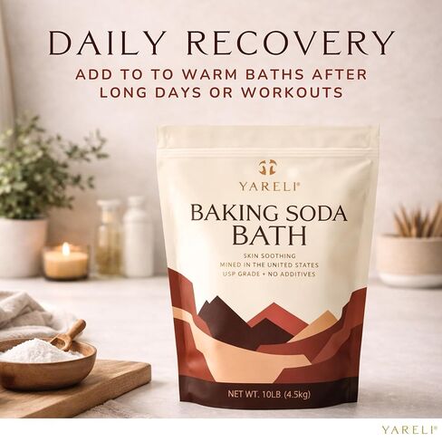 Yareli Baking Soda Bath, 10lb Naturally Mined USP Grade, for Muscle Recovery, Relief of Dry Skin and DIY Bath Bombs in Kuwait