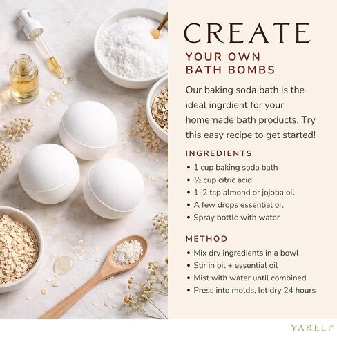 Yareli Baking Soda Bath, 10lb Naturally Mined USP Grade, for Muscle Recovery, Relief of Dry Skin and DIY Bath Bombs in Kuwait