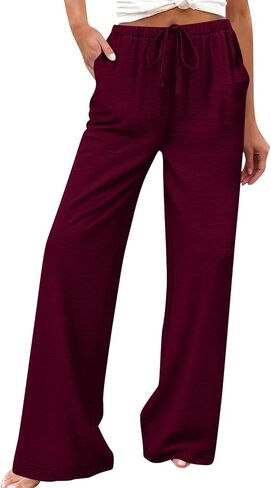 Wide Leg Palazzo Pants for Women Casual Loose High Waist Boho Pamts Beach Travel Vacation Cofmy Lounge Trousers in Saudi Arabia
