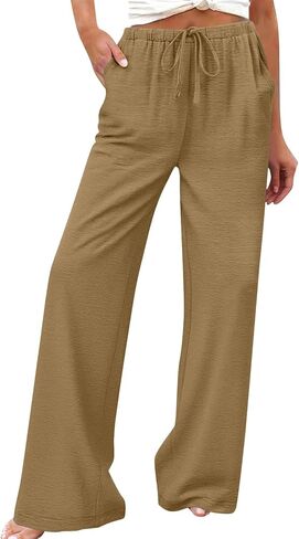 Wide Leg Palazzo Pants for Women Casual Loose High Waist Boho Pamts Beach Travel Vacation Cofmy Lounge Trousers in Saudi Arabia