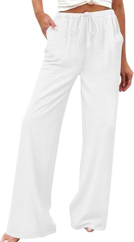 Wide Leg Palazzo Pants for Women Casual Loose High Waist Boho Pamts Beach Travel Vacation Cofmy Lounge Trousers in Saudi Arabia