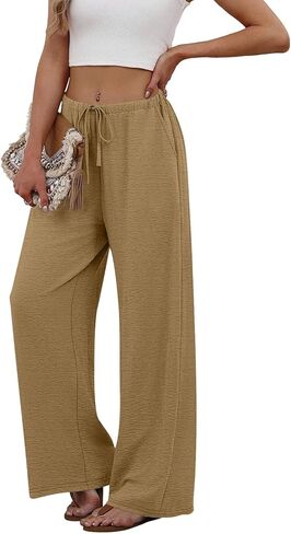 Wide Leg Palazzo Pants for Women Casual Loose High Waist Boho Pamts Beach Travel Vacation Cofmy Lounge Trousers in Saudi Arabia