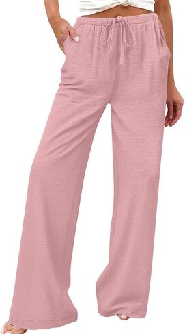 Wide Leg Palazzo Pants for Women Casual Loose High Waist Boho Pamts Beach Travel Vacation Cofmy Lounge Trousers in Saudi Arabia