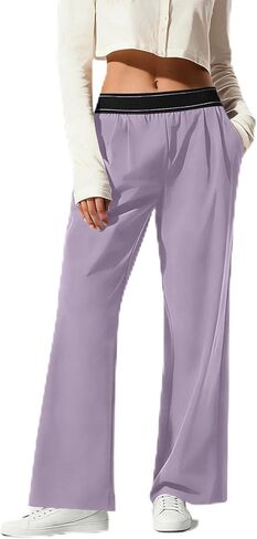Women's High-Waisted Pants UPF 50+ Wide Leg Palazzo Casual Pants Lightweight Dressy Fashion Trousers with Pockets in Saudi Arabia