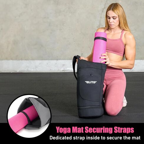 Elite Yoga Mat Bag for Women & Men, Yoga Gym Bag with Wet Pocket, Bottle & Zipper Pockets, Yoga Workout Essentials Carrier Yoga Bag with Mat Straps, Adjustable Shoulder Straps Carry on Sports Bag in Saudi Arabia