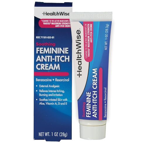 HealthWise Feminine Anti-Itch Cream | Soothing Itch Relief | Aloe, Vitamin A, D and E | Irritation Relief | Vagicaine | 1 oz. | External Analgesic in Saudi Arabia