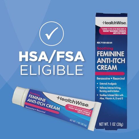 HealthWise Feminine Anti-Itch Cream | Soothing Itch Relief | Aloe, Vitamin A, D and E | Irritation Relief | Vagicaine | 1 oz. | External Analgesic in Saudi Arabia