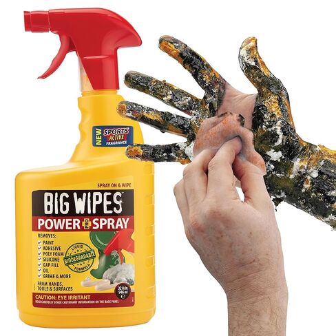 Big Wipes Power Spray Heavy Duty Cleaning Solution for Tough Grime, Garage, Shop, and Professional Jobsite Use - 32 Ounces (1 Pack) in Saudi Arabia