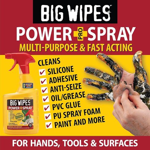 Big Wipes Power Spray Heavy Duty Cleaning Solution for Tough Grime, Garage, Shop, and Professional Jobsite Use - 32 Ounces (1 Pack) in Saudi Arabia