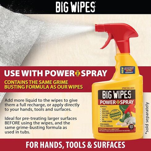 Big Wipes Power Spray Heavy Duty Cleaning Solution for Tough Grime, Garage, Shop, and Professional Jobsite Use - 32 Ounces (1 Pack) in Saudi Arabia