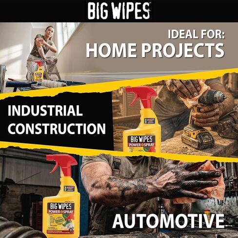 Big Wipes Power Spray Heavy Duty Cleaning Solution for Tough Grime, Garage, Shop, and Professional Jobsite Use - 32 Ounces (1 Pack) in Saudi Arabia