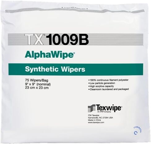Texwipe TX1009B AlphaWipe ممسحة غرف الأبحاث من البوليستر مقاس 9 × 9 بوصة (عبوة من 150 قطعة) in Kuwait