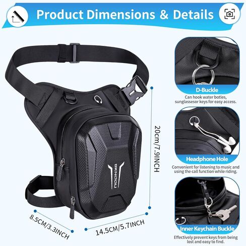 BKNOOU Drop Leg Bag for Men Women Motorcycle Leg Bags Tactical Thigh Bag with Removable Leg Straps Waterproof Fanny Pack Outdoor Leg Pouch for Running Hiking Climbing Cycling Travel Riding in Kuwait