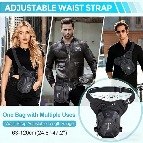 BKNOOU Drop Leg Bag for Men Women Motorcycle Leg Bags Tactical Thigh Bag with Removable Leg Straps Waterproof Fanny Pack Outdoor Leg Pouch for Running Hiking Climbing Cycling Travel Riding in Kuwait