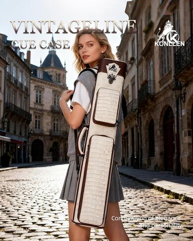 KONLLEN 2x4 Leather Pool Cue Case, Genuine Cowhide Billiards Cue Stick Case with Multi-Pockets & Adjustable Shoulder Strap, Heavy Duty Cue Carrier in Kuwait