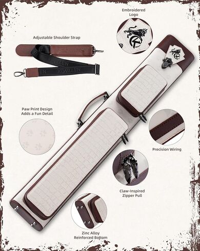 KONLLEN 2x4 Leather Pool Cue Case, Genuine Cowhide Billiards Cue Stick Case with Multi-Pockets & Adjustable Shoulder Strap, Heavy Duty Cue Carrier in Kuwait