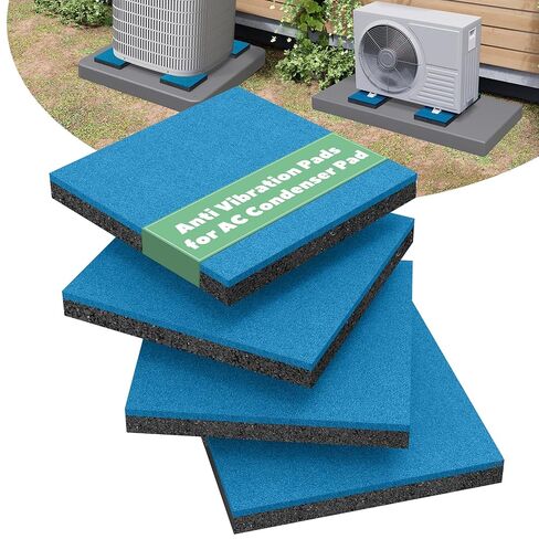 4 Pack Rubber Anti Vibration Pads for AC Condenser Pad, 8'' X 8'' X 3/4" Heavy Duty Vibration Damping Isolator Mats, Odorless Sound Isolation Mats for Mini Split Pad, Equipment Pad in Kuwait