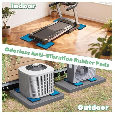 4 Pack Rubber Anti Vibration Pads for AC Condenser Pad, 8'' X 8'' X 3/4" Heavy Duty Vibration Damping Isolator Mats, Odorless Sound Isolation Mats for Mini Split Pad, Equipment Pad in Kuwait