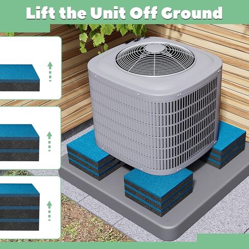 4 Pack Rubber Anti Vibration Pads for AC Condenser Pad, 8'' X 8'' X 3/4" Heavy Duty Vibration Damping Isolator Mats, Odorless Sound Isolation Mats for Mini Split Pad, Equipment Pad in Kuwait