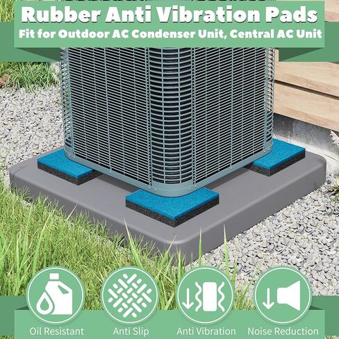 4 Pack Rubber Anti Vibration Pads for AC Condenser Pad, 8'' X 8'' X 3/4" Heavy Duty Vibration Damping Isolator Mats, Odorless Sound Isolation Mats for Mini Split Pad, Equipment Pad in Kuwait