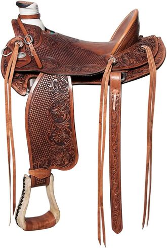 HILASON Western Horse Wade Saddle American Leather Trail Barrel Racing Antique Brown | Hand Tooled in Saudi Arabia