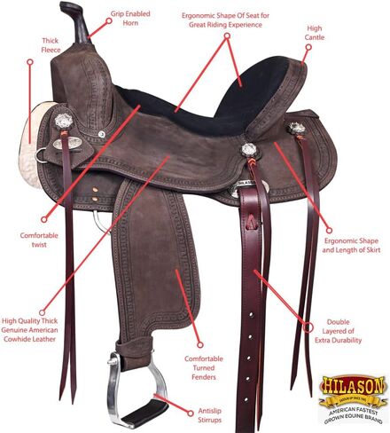 HILASON Western Horse Flex Tree Barrel Trail باللون البني السرج الجلدي | للخيول in Saudi Arabia