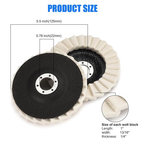 Wool Flap Buffing Wheel Pad Wool Polishing Wheel Felt Polishing Flap Discs 5 inch for Angle Grinder, Stainless Steel, Marble, Stone, Furniture, Car Wax for Surface Finishing and Restoration 6pcs in Saudi Arabia