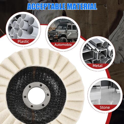 Wool Flap Buffing Wheel Pad Wool Polishing Wheel Felt Polishing Flap Discs 5 inch for Angle Grinder, Stainless Steel, Marble, Stone, Furniture, Car Wax for Surface Finishing and Restoration 6pcs in Saudi Arabia