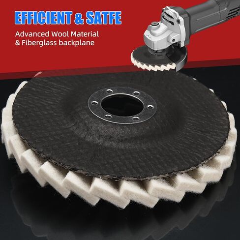 Wool Flap Buffing Wheel Pad Wool Polishing Wheel Felt Polishing Flap Discs 5 inch for Angle Grinder, Stainless Steel, Marble, Stone, Furniture, Car Wax for Surface Finishing and Restoration 6pcs in Saudi Arabia
