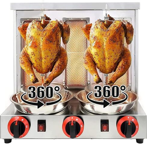 Chicken Shawarma Machine Vertical Rotisserie - Commercial Countertop Rotisserie with Adjustable Burners, 300°C, 360° for Home Kitchen & Restaurant Use in Saudi Arabia