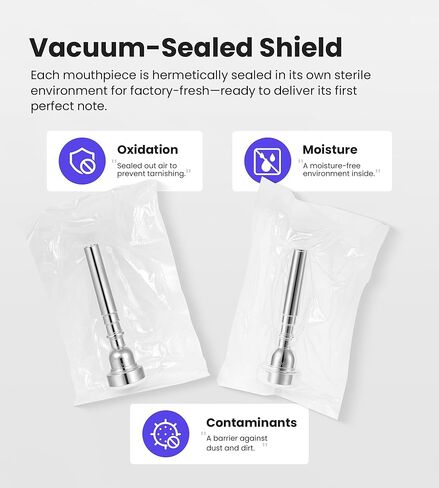 Trumpet Mouthpiece Set Vaccum Packed with Box, 3C 5C 7C Silver Plated Bb Trompeta Mouthpiece Compatible with Beginners, Intermediate, Professionals in Kuwait